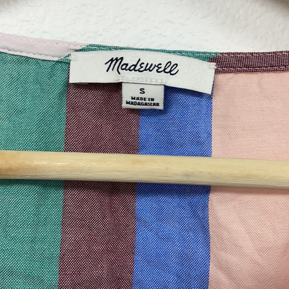 ‼️SOLD‼️Madewell Petite Novel Tie-Front Button Top in Flagstaff Stripe - Picture 6 of 9